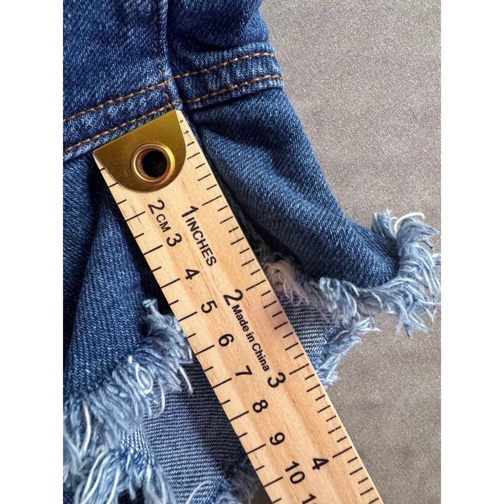 Abercrombie & Fitch Curve Love High Rise‎ Distressed Denim Shorts Blue Sz 10 - Picture 4 of 8